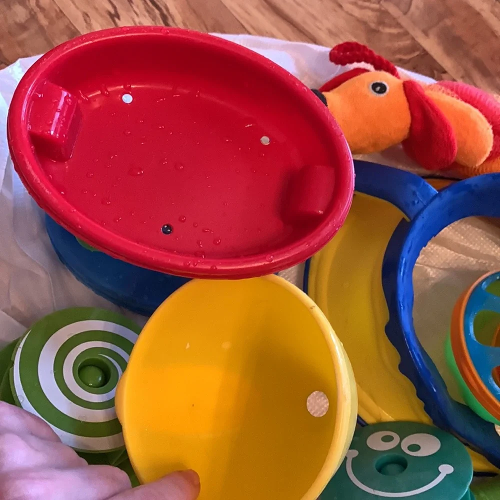 Lot of colorful toddler baby bath sand water table toys hair washing learning